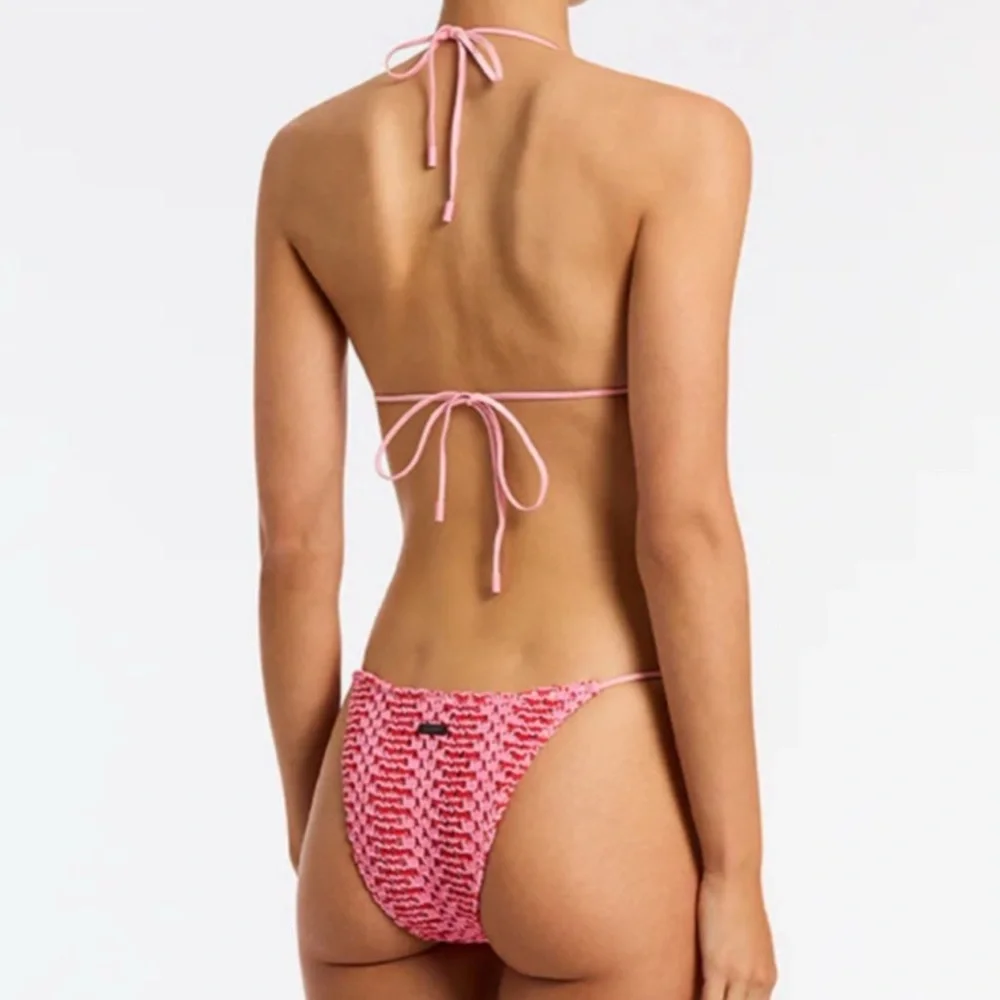 triangl swimwear Pink Crochet Tie-Side Bikini Set